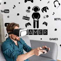 Kit de Adesivos Gamer Mundo Adolescente Elementos Internet Quarto Vídeo Game
