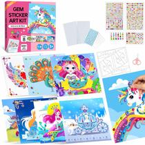 Kit de adesivos Gem Marlrin para crianças, 8 temas de princesas unicórnios Kit de adesivos Gem Marlrin para crianças, 8 temas de princesas unicórnios