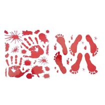 Kit de Adesivos Mãos e Pegadas Sangue para Chão e Parede Decoração Festa Halloween Noite do Terror Zumbi Dia das Bruxas Kit de Adesivos Mãos e Pegadas Sangue para Chão e Parede Decoração Festa Halloween Noite do Terror Zumbi Dia das Bruxas