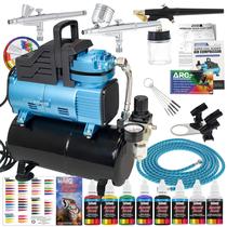 Kit de Aerógrafo Master Airbrush TC-426 com Compressor de Duplo Ventilador