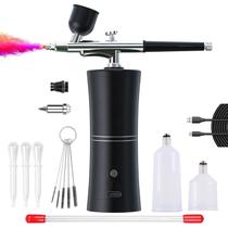 Kit de aerógrafo Shptdjtic com compressor, compressor de aerógrafo recarregável atualizado de 1200 Amh 32 PSI com bico de 0,3 mm e kit de pincel de ar para pintura, arte de unhas, tatuagem e conjunto de limpeza Kit de aerógrafo Shptdjtic com compressor, compressor de aerógrafo recarregável atualizado de 1200 Amh 32 PSI com bico de 0,3 mm e kit de pincel de ar para pintura, arte de unhas, tatuagem e conjunto de limpeza