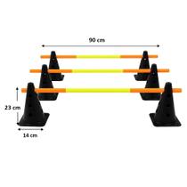 Kit de Agilidade C/ 6 Cones + 3 Barreiras Ajustáveis P/ treinos de futebol, funcional
