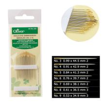 Kit de Agulha para Bordar Curta Clover Gold Eye com 16 Peças