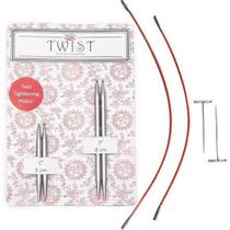 Kit de Agulhas Circulares Intercambiáveis para Tricô Twist Short Combo Finas - Chiaogoo Kit de Agulhas Circulares Intercambiáveis para Tricô Twist Short Combo Finas - Chiaogoo