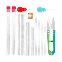 Kit De Agulhas De Aço Inoxidável Para Bijuteria Com Passador De Fio, Dedal E Tesoura Para Fabricação