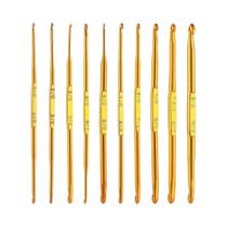 Kit De Agulhas De Crochê Dupla Face Douradas 10 Peças Agulhas De Tricô Para Suéter Ferramenta De