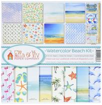Kit de álbum de recortes Reminisce EAV-803 Watercolor Beach, 10 unidades