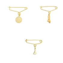 Kit De Alfinete Para Roupas Broche Religioso Banho Ouro