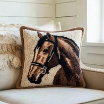 Kit de Almofada em Latch Hook DIY Cavalo 43x43 cm
