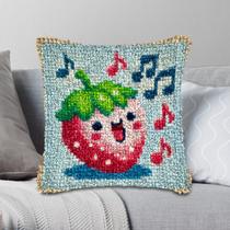 Kit de Almofada em Ponto Russo YP 46x46 cm com Estampa de Morango