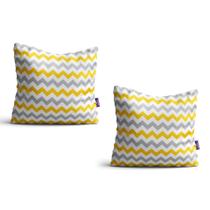 Kit de Almofadas Chevron Amarela e Cinza 2un 35x35cm