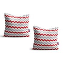 Kit de Almofadas Chevron Vermelha e Cinza 2un 35x35cm