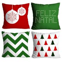 Kit de Almofadas Decorativas Cheia Natal Natalinas 04 Peças com Refil Verde