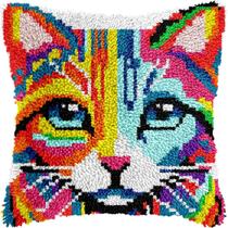 Kit de almofadas Latch Hook veirousa Colorful Cat para adultos e crianças