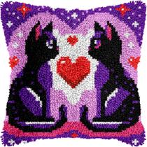 Kit de almofadas Latch Hook Veirousa Couple Cat Valentine 43x43cm Kit de almofadas Latch Hook Veirousa Couple Cat Valentine 43x43cm