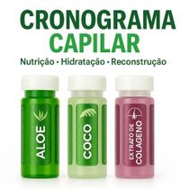 Kit de ampolas para cronograma capilar com 12 ampolas hidratação, nutrição e reconstrução colágeno.