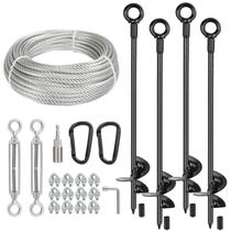 Kit de Anclajes de Tierra para Columpios 4 Piezas, 76 cm de Largo con Cable y Tensor