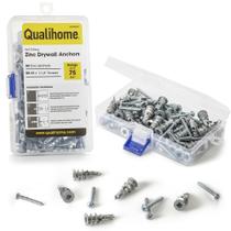 Kit de ancoragem para drywall Qualihome Zinc Self Drilling, pacote com 50