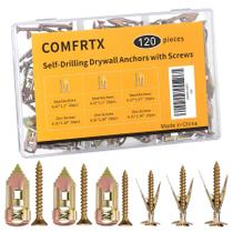 Kit de âncoras de drywall ComfrTx 120PCS, autoperfurante com parafusos Kit de âncoras de drywall ComfrTx 120PCS, autoperfurante com parafusos
