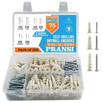 Kit de âncoras e parafusos para drywall PRANSI 200 unidades - 3 tamanhos