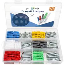 Kit de âncoras e parafusos para drywall Tkiaea 300 unidades, 150 âncoras, 150 parafusos