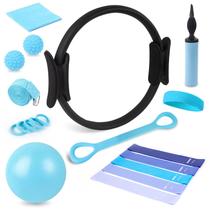Kit de anéis de Pilates genérico para mulheres com bola e 5 faixas de resistência Kit de anéis de Pilates genérico para mulheres com bola e 5 faixas de resistência