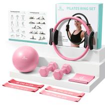 Kit de Anel de Pilates PILALON 14" com Bola, Halteres e Bandas Kit de Anel de Pilates PILALON 14" com Bola, Halteres e Bandas