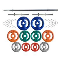 Kit de Anilhas Emborrachadas e Barras Fitness - Ótima Qualidade Kit de Anilhas Emborrachadas e Barras Fitness - Ótima Qualidade