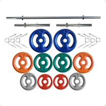 Kit de Anilhas Emborrachadas e Barras Fitness - Ótima Qualidade Kit de Anilhas Emborrachadas e Barras Fitness - Ótima Qualidade