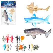 Kit de Animais Aquáticos de Brinquedo Miniaturas Marinhas Educativas, 3 Peças - Art Brink