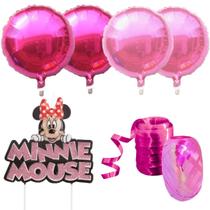 Kit de aniversario Minnie Mouse vela para bolo balao fitilho