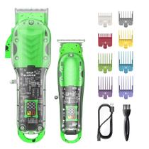 Kit de Aparador de Cabelo WAIKIL Transparente para Degradê Careca com LED