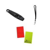 Kit de Apito 100 decibeis com cordão e Cartão de Juiz Arbitragem Arbitro Mesário de Futebo Profissional de Campo Kit de Apito 100 decibeis com cordão e Cartão de Juiz Arbitragem Arbitro Mesário de Futebo Profissional de Campo