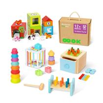Kit de aprendizagem Montessori Toys OOOK 7 em 1 para criança de 1 ano Kit de aprendizagem Montessori Toys OOOK 7 em 1 para criança de 1 ano