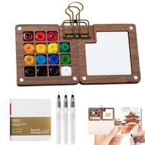 Kit de Aquarela Mini para Viagem 15 Cores com Pincel Portátil Kit de Aquarela Mini para Viagem 15 Cores com Pincel Portátil