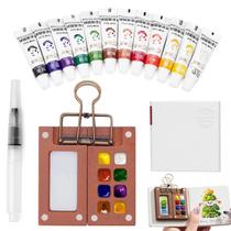 Kit de Aquarela Mini Portátil com 12 Cores para Viagem Kit de Aquarela Mini Portátil com 12 Cores para Viagem