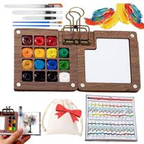 Kit de Aquarela TLM em Madeira de Nogueira, 15 Cores, Portátil para Viagem Kit de Aquarela TLM em Madeira de Nogueira, 15 Cores, Portátil para Viagem