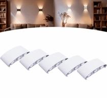 Kit de Arandela Meia Lua Led 6w Ip65 3000k Estrutura Branco