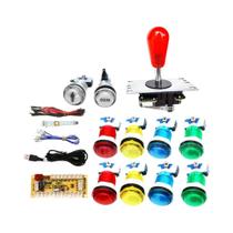 Kit De Arcade LED Estilo Americano Para PC Raspberry Pi Com Cabo Encoder USB Para Joystick SANWA