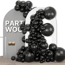 Kit de Arco com 155 Balões Pretos PartyWoo 46, 30, 25 e 13 cm Kit de Arco com 155 Balões Pretos PartyWoo 46, 30, 25 e 13 cm