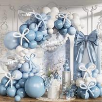Kit de arco de balão azul e branco, 134 unidades para festa de chá de bebê