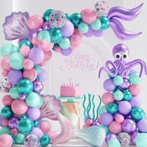 Kit de arco de balão Beitoo Mermaid 30/45 cm rosa roxo azul-petróleo