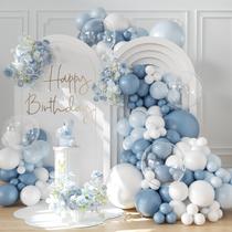 Kit de arco de balão CROSSFINGERS Dusty Blue & White, 132 unidades