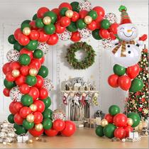 Kit de arco de balão de Natal, 123 unidades Vermelho, verde, dourado, boneco de neve Kit de arco de balão de Natal, 123 unidades Vermelho, verde, dourado, boneco de neve