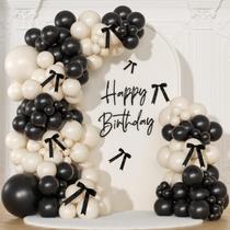 Kit de arco de balão NUTTYBASH preto e branco com laço 141 unidades Kit de arco de balão NUTTYBASH preto e branco com laço 141 unidades