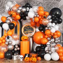 Kit de arco de balão Paeyeq laranja/preto 113 unidades para decoração de festa