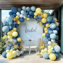 Kit de arco de balão Partycus Dusty Blue Yellow Double Stuffed