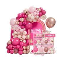 Kit de Arco de Balões Borboleta Rosa e Vermelha para Festa Infantil Kit de Arco de Balões Borboleta Rosa e Vermelha para Festa Infantil