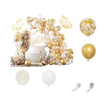 Kit De Arco De Balões Brancos E Dourados 91 Peças Decoração Para Casamento Aniversário Festa Chá De Kit De Arco De Balões Brancos E Dourados 91 Peças Decoração Para Casamento Aniversário Festa Chá De