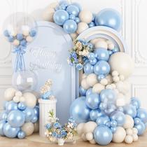 Kit de Arco de Balões Dagelar Pérola Azul Claro e Branco Areia Kit de Arco de Balões Dagelar Pérola Azul Claro e Branco Areia